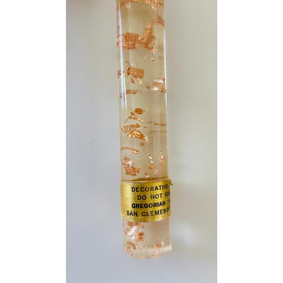 VINTAGE Gregorian Clear & Copper Flecks Lucite Taper Candles MCM Home Decor - Picture 4 of 5